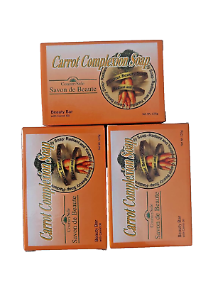 #ad CARROT COMPLEXION SOAP BEAUTY BAR WITH CARROT OIL 4oz 125g each 3 pack $12.50