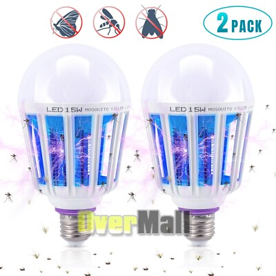 #ad 1 2Pack Light Zapper LED Lightbulb Bug Mosquito Fly Insect Killer Bulb Lamp Home $10.77