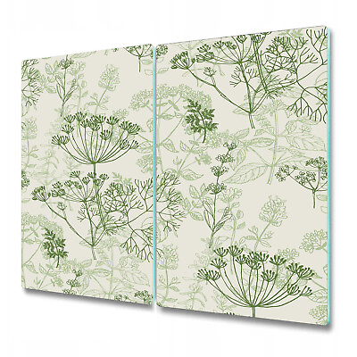 #ad Glass Worktop Kitchen Chopping Board Herbal French green botanical 2x30x52 $50.95