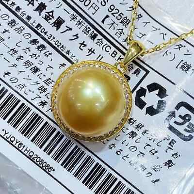 #ad Genuine AAA12 13mm Natural gold south sea pearl Pendant fine jewelry necklace $16.00