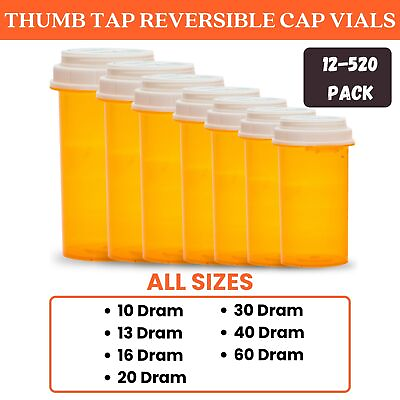 #ad Thumb Tab Reversible Cap Vials Choose Your Size Pack $122.99