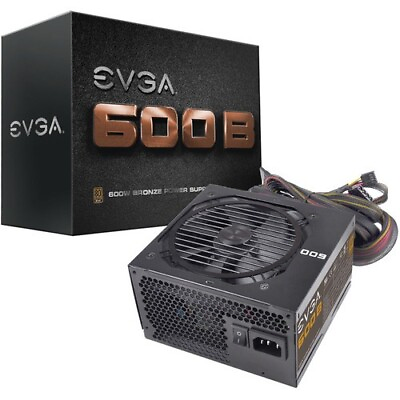 EVGA 600B 80 Plus Bronze Non Modular Power Supply 600w 100 B1 0600 KR C $59.99