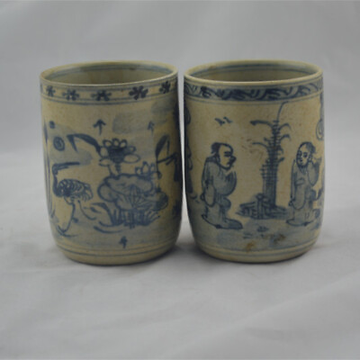 #ad old Chinese Porcelain Handmade Painting a pair cup $49.50