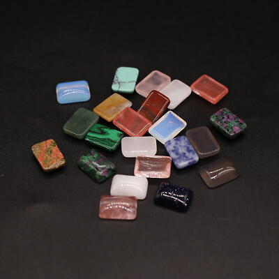 #ad 20 Pcs Rectangle Cabochon Flat back Natural Stone Cabochon for Jewelry Making $12.99