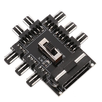 8 Way 3 gear PCI Cooler Cooling Fan Speed Controller Hub 4 3pin Power Socket $2.86