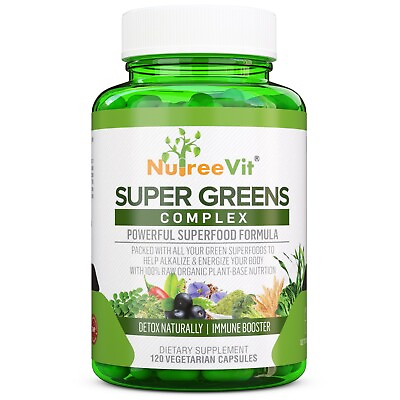 #ad SuperGreens Spirulina Chlorella Wheatgrass More Energy amp; Immune Booster $12.15