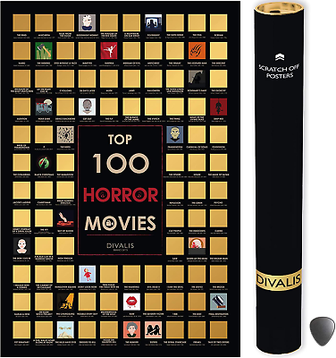 #ad Top 100 Horror Movies Scratch off Poster Large Cinema Scratchable Poster Hor $47.23
