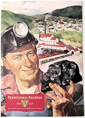 #ad 1946 Pennsylvania Railroad Centennial PRR Luncheon Coal Miner Cover Dining Car $65.50