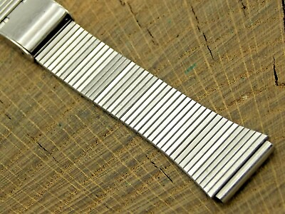 #ad Vintage Stainless Steel Watch Band Sliding Clasp Mens 18mm Pre Owned Bracelet $24.30
