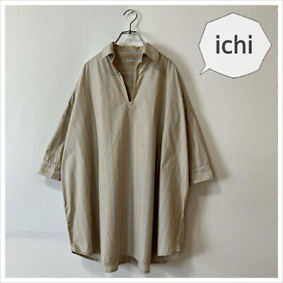 #ad Ichi Skipper collar is cute and mature Striped shirt tunic $89.22