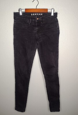 #ad DENHAM Men#x27;s Spray Super Tight Fit Jeans 27 Black Distressed Skinny Denim R $9.97