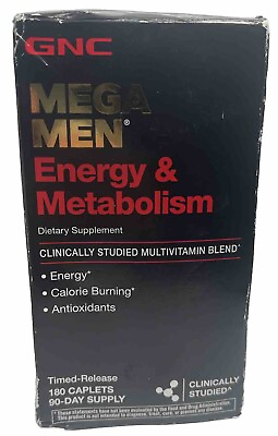 #ad GNC Mega Men Energy and Metabolism Multivitamin for Men 180 Count Exp 6 25 $23.50