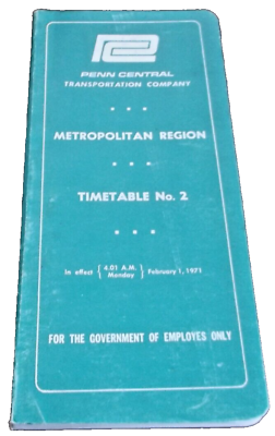 #ad #ad 1971 PENN CENTRAL METROPOLITAN REGION EMPLOYEE TIMETABLE #2 $25.00