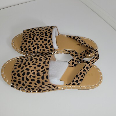 #ad NEW Womens Leopard Print Sandals OPEN TOE Slip On Girls Sandals Size 7 $20.79