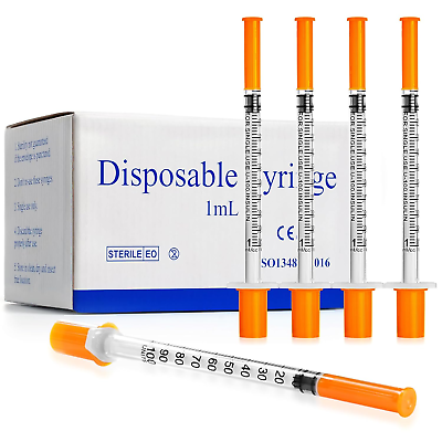 #ad 1Ml 30 Gauge Syringes 1Cc 1 2 Inch 13Mm Lab Disposable Supplies for Refilling or $27.99