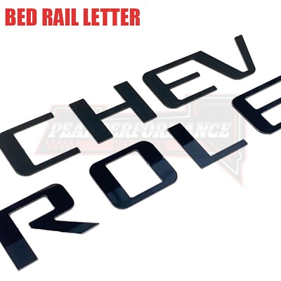 #ad For Silverado 2014 2018 Bed Rail Cap Letter Inserts Acrylic Black Emblem $11.99
