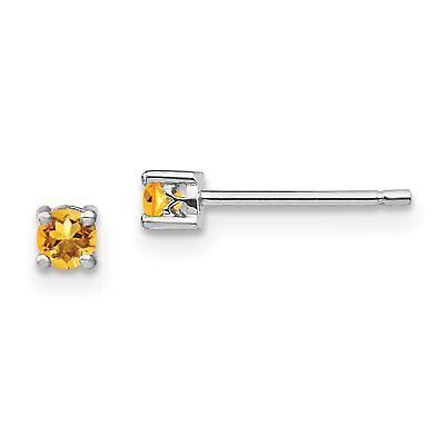 #ad Sterling Silver 3mm Round Citrine Post Earrings $23.99