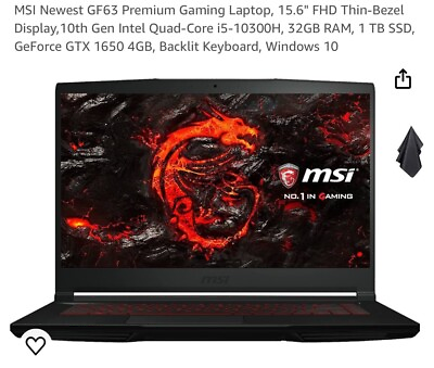 #ad #ad MSI Newest GF63 Premium Gaming Laptop $575.00