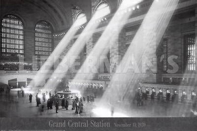 #ad NEW YORK CITY 1939 GRAND CENTRAL STATION Train Art Print B W Photo Poster 24x36 $39.95