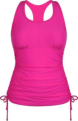 #ad coastal rose Womens Racerback Tankini Swim Top Ruched Tummy Control Swimsuits To $78.67