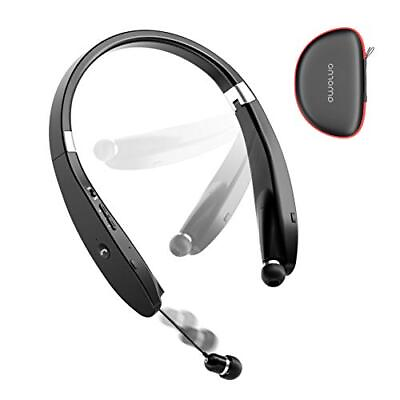 #ad Foldable Bluetooth Headphones Wireless Neckband Headset with Retractable Black $43.74