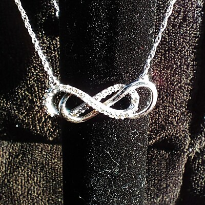 #ad SB Sterling Silver Diamond Double Infinity Pendant Necklace 18quot; 0.4 TCW 24 Diam. $75.00