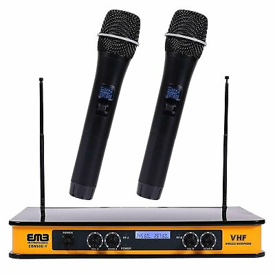 #ad Dual Handheld Wireless Microphone Cordless Receiver for Church Karaoke w Echo $59.99