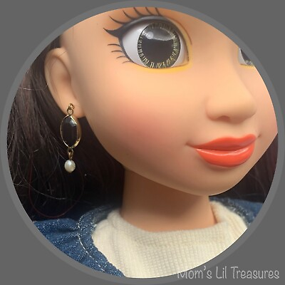 #ad 18 Inch Fashion Doll Jewelry • Black and Pearl Dangle Doll Earrings for 18” Doll $7.00
