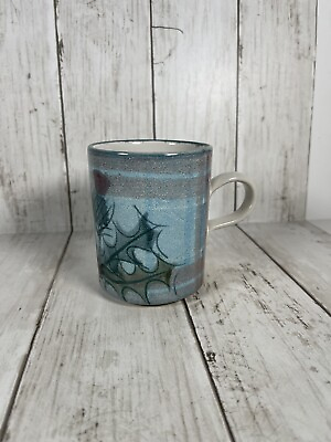 #ad Tain Pottery Scottish Tartan Thistle Blue Green Red Mug Coffee 4” Scotland $19.50