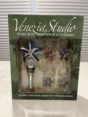 #ad Venezia Studio Starfish Wine Bottle 4 Charms amp; Stopper amp; NEW E9 $12.50