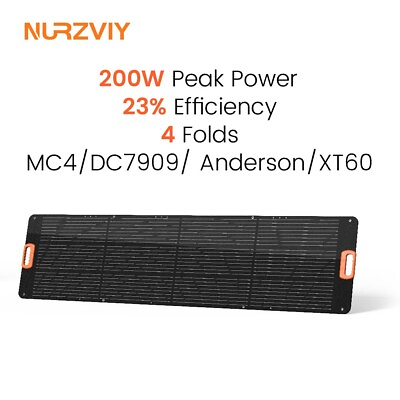 #ad NURZVIY 200W Portable Solar Panel Foldable Lightweight Waterproof for Outdoor $199.00