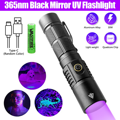 #ad 30W High Power LED UV Ultra Violet Blacklight Flashlight 365nm USB Rechargeable $14.99