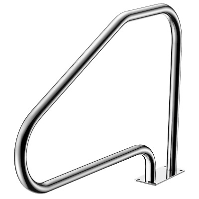 #ad Costway Swimming Pool Hand Rail 49quot; Stainless Mount Pool Stair Rail w Base Plate $149.99