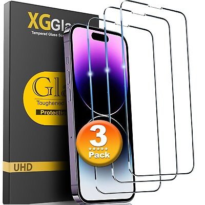 #ad 3X Tempered Glass Screen Protector For iPhone 15 14 13 12 11 Pro Max X XR 8 7 6 $5.74