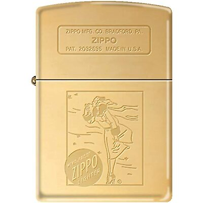 #ad Zippo 1936 Vintage Windy Girl Engraved Polished Brass Windproof Lighter NEW RARE $25.10