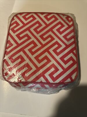 #ad Pink and White Geometric School Lunch Bag Square Non Personalized $15.00