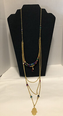 #ad BoHo native beaded chain necklace 20 inch layered necklace $26.69