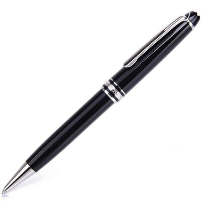 #ad Luxury MB164 Resin Series Bright BlackSilver Clip M Ink Ballpoint Pen No Box $21.05