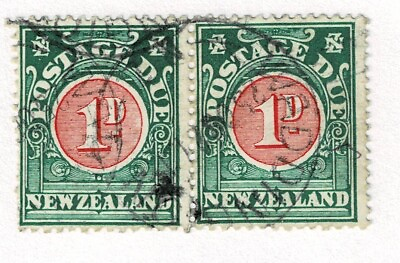 #ad NEW ZEALAND 1902 1d POSTAGE DUE pair FU E 1810 $4.00