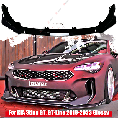 #ad For KIA Stinger 2018 24 2021 2022 Glossy Black Front Bumper Spoiler Lip Kit $69.99