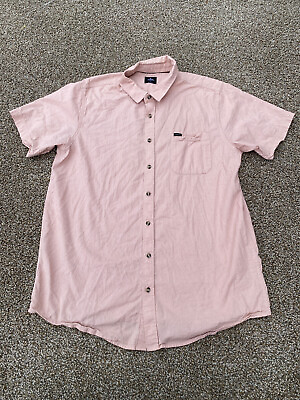 #ad Rip Curl Shirt Mens XL White Orange Short Sleeve Button Up Casual Cotton Men $14.00