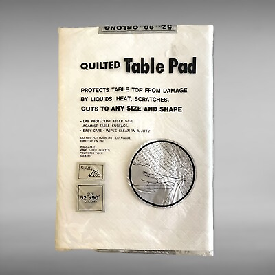 #ad Quilted Flannel Backing Table Pad Cut to Size 52 x 90 Oblong Vintage New $16.23
