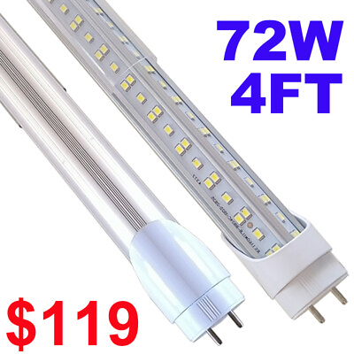 #ad 12 Pack T8 4 FT G13 Bi Pin Led Tube Light Bulbs 72W 4 Foot Led Shop Light 6500K $119.99