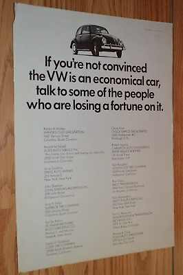 #ad ★★1966 VW BEETLE ORIGINAL ADVERTISEMENT AD PRINT 66 VOLKSWAGEN BUG 65 $9.99