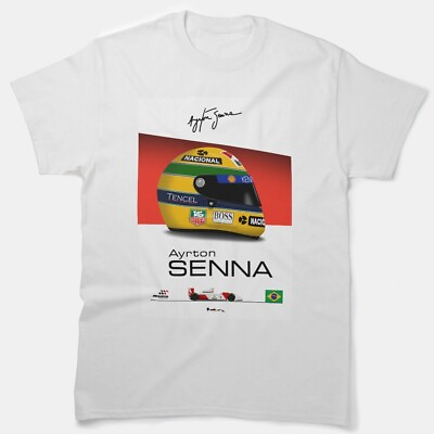 #ad Ayrton Senna 1993 Mp4 8 Helmet And Car Print Classic T Shirt S 5XL $20.99