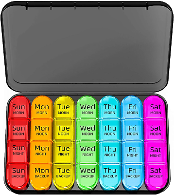#ad Weekly Pill Organizer 4 Times a Day Daily Pill Box 7 Day Large Travel Pill Cas $16.99