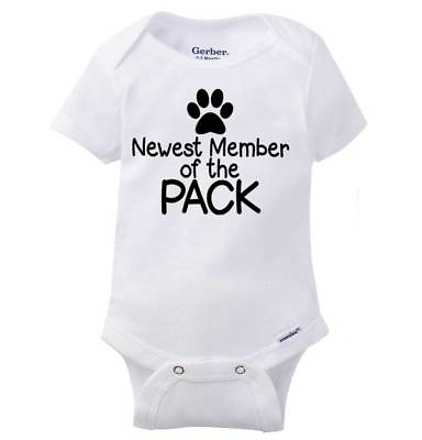 #ad Newest Member Of Pack Cute Dog Cat Shower Unisex Baby Infant Romper Newborn $14.99