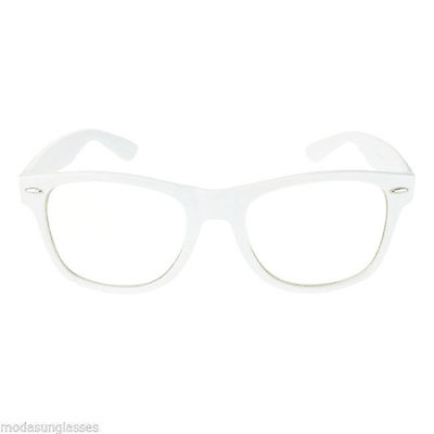 #ad RETRO Vintage Men Women Unisex Nerd Frame Fashion Clear Lens Eye Glasses WHITE $12.99