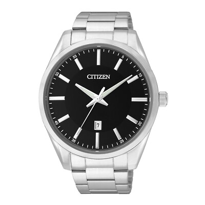#ad Citizen Men#x27;s Quartz Black Dial Stainless Steel Watch BI1030 53E NEW $67.99