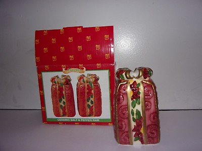 #ad Holiday Christmas Ceramic Salt amp; Pepper Pair Brand New $14.98